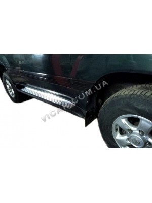 Пороги боковые черные / серебряные Land Cruiser 100